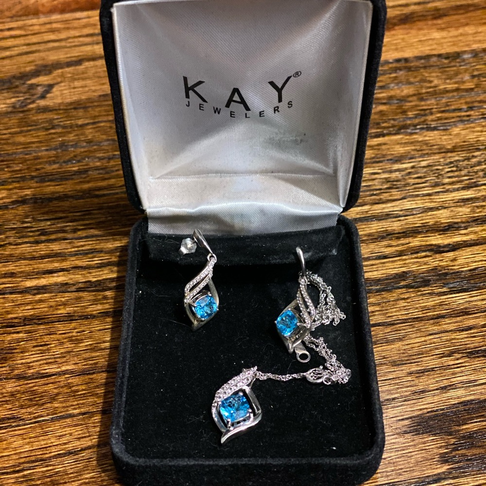 Blue Topaz & White Lab-Created Sapphire Boxed Set Sterling Silver - Kay Jewelers
